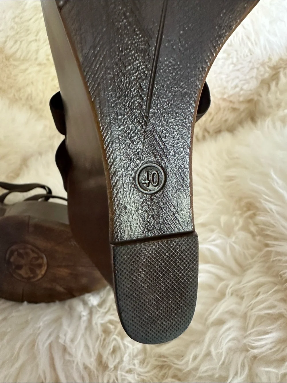 Charles David Italian Dark Brown T-Strap Platform Wedge Sandals